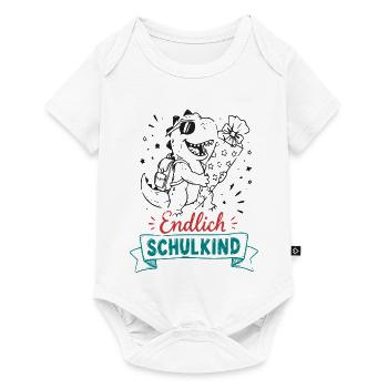 Endlich Schulkind Dino - Baby Premium Kurzarmbody - Weiß - Vorne