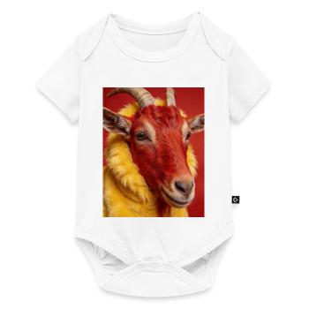 Red goat with yellow fur - Baby Premium short-sleeve bodysuit - white - Front