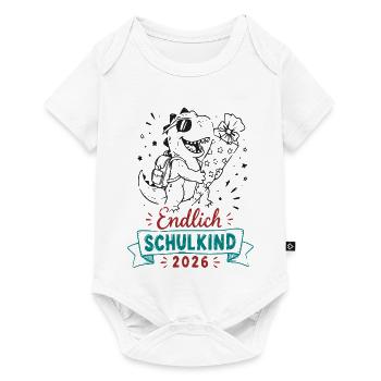 Endlich Schulkind 2026 Dino Feier - Baby Premium Kurzarmbody - Weiß - Vorne