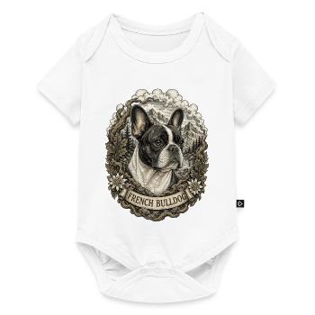 Französische Bulldogge im Vintage Stil - Baby Premium Kurzarmbody - Weiß - Vorne