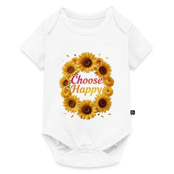 Choose Happy Sunflower Wreath - Baby Premium short-sleeve bodysuit - white - Front