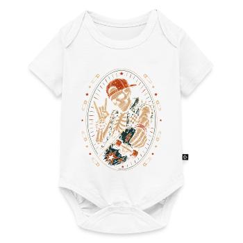 Skateur Skeleton Rocker Skateboard Vintage Halloween - Body à manches courtes Premium Bébé - blanc - Devant