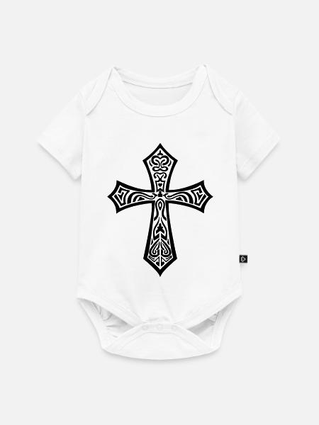 Kreuz - Baby Premium Kurzarmbody - Weiß
