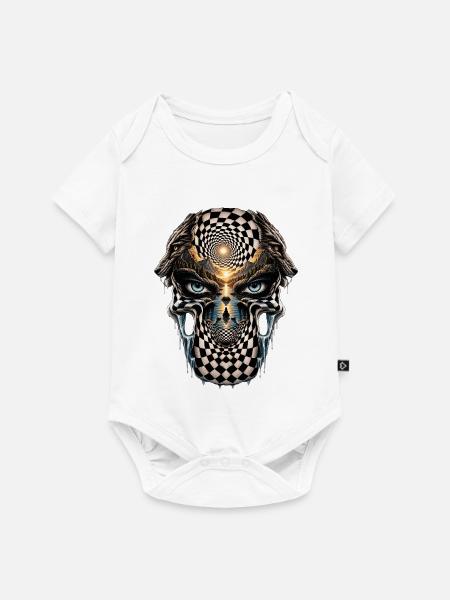 Surreales Schädelgesicht mit Spiegelmuster - Baby Premium Kurzarmbody - Weiß