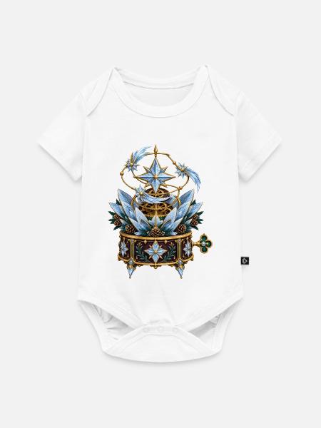 Frostblumen-Uhrwerk mit Kometenmechanik - Baby Premium Kurzarmbody - Weiß