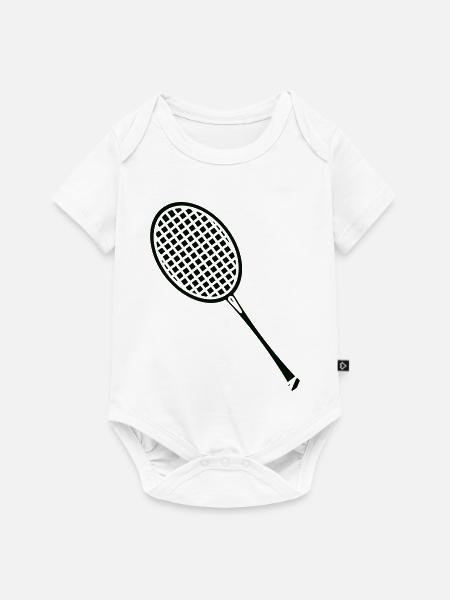 Minimalistische Tennisschläger-Silhouette - Baby Premium Kurzarmbody - Weiß