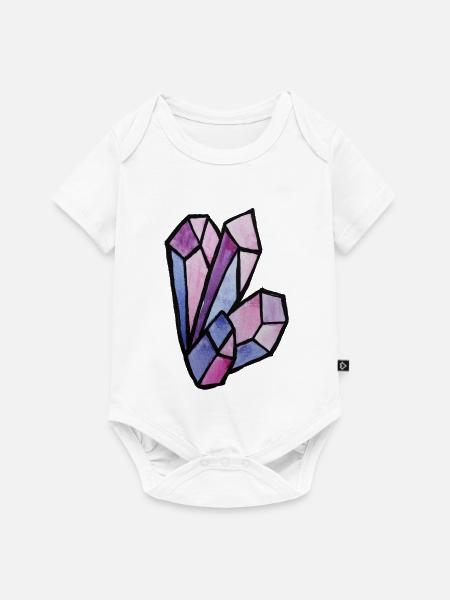 Mosaik aus Buntglas-Edelsteinherzen - Baby Premium Kurzarmbody - Weiß
