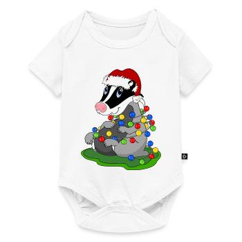 Weihnachtsdachs mit Lichterketten - Baby Premium Kurzarmbody - Weiß - Vorne