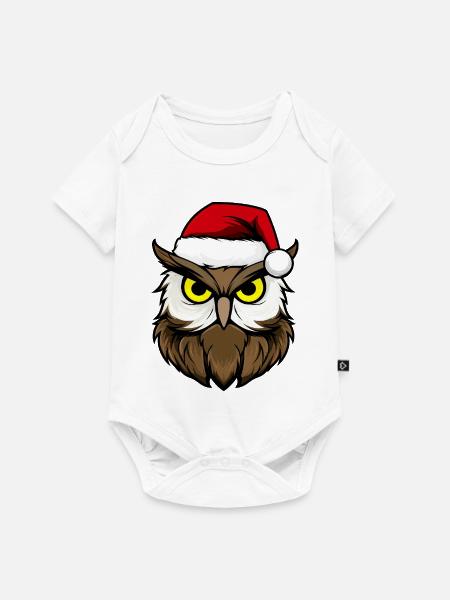Eulen Weihnachten / Weihnachtsmann Vogel - Baby Premium Kurzarmbody - Weiß