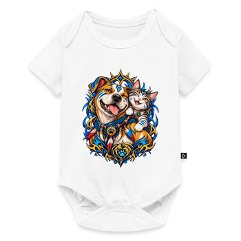 Ursprüngliche Stammes- × Haustiere - Baby Premium Kurzarmbody - Weiß - Vorne