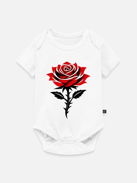 Rote Rose in Schwarzweiß-Kontrast - Baby Premium Kurzarmbody - Weiß