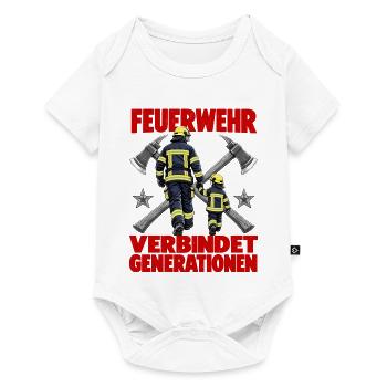 Feuerwehr verbindet Generationen – Vater und Sohn - Baby Premium Kurzarmbody - Weiß - Vorne