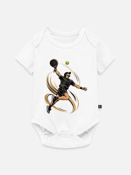 Tennisheld im Wirbel mit Goldspiralen - Baby Premium Kurzarmbody - Weiß
