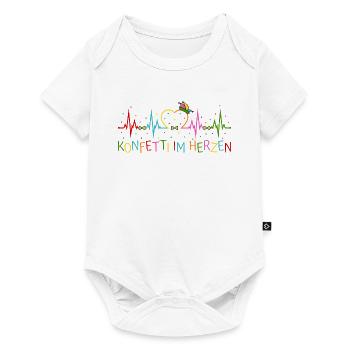 Fasching Herzschlag EKG Konfetti im Herzen Party - Baby Premium Kurzarmbody - Weiß - Vorne
