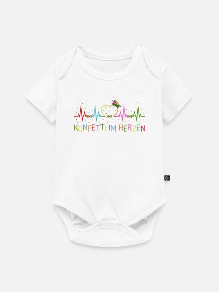 Fasching Herzschlag EKG Konfetti im Herzen Party - Baby Premium Kurzarmbody - Weiß