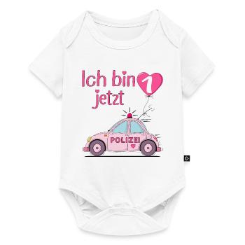 Voiture de police J’ai maintenant 1 anniversaire Rose - Body à manches courtes Premium Bébé - blanc - Devant