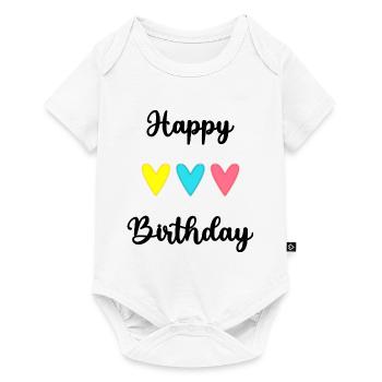 HAPPY BIRTHDAY. JOYEUX ANNIVERSAIRE. ANNIVERSAIRE. - Body à manches courtes Premium Bébé - blanc - Devant