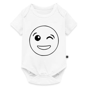 Emoji clin d’oeil croquis noir - Body à manches courtes Premium Bébé - blanc - Devant