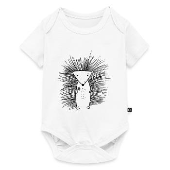hérisson doux avec fleur - Body à manches courtes Premium Bébé - blanc - Devant