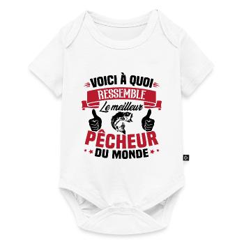 Le meilleur pêcheur du monde Cadeau pêcheur - Body à manches courtes Premium Bébé - blanc - Devant