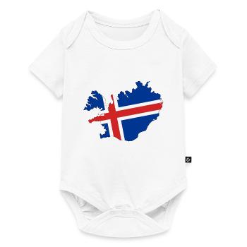 Carte du drapeau de l'Islande - Body à manches courtes Premium Bébé - blanc - Devant