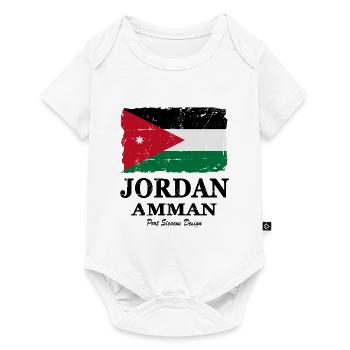Flag of Jordan - Jordanien Flagge - shabby look - Baby Premium Kurzarmbody - Weiß - Vorne