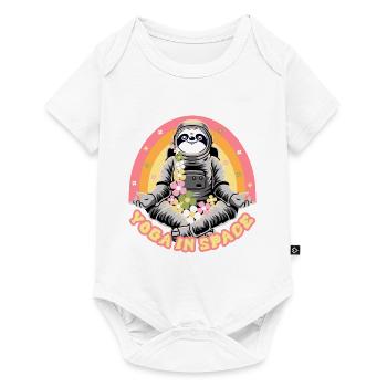 Sloth doing yoga in space - Baby Premium short-sleeve bodysuit - white - Front