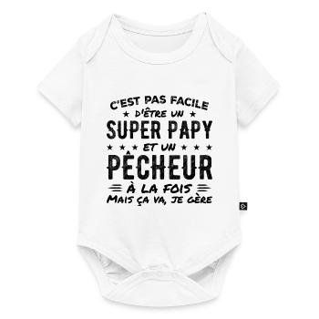 Super Papy et Pêcheur Cadeau - Body à manches courtes Premium Bébé - blanc - Devant