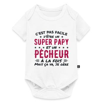 Super Papy et Pêcheur Cadeau - Body à manches courtes Premium Bébé - blanc - Devant
