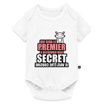qui sera 1er à decouvrir mon secret être cousine - Body à manches courtes Premium Bébé - blanc - Devant