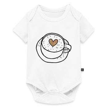 Latte Art: Cappucchino avec un coeur - Body à manches courtes Premium Bébé - blanc - Devant