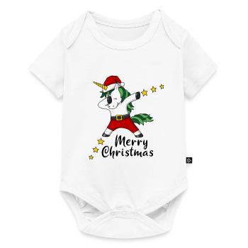 Joyeux Noël Licorne Cadeau de Noël - Body à manches courtes Premium Bébé - blanc - Devant