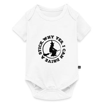 Halloween witch on broom - Baby Premium short-sleeve bodysuit - white - Front