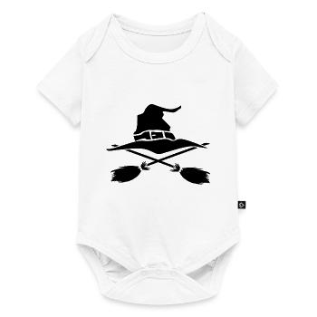 Chapeau de sorcière Halloween balai de sorcière - Body à manches courtes Premium Bébé - blanc - Devant