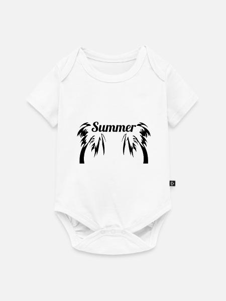 Summer Palmen - Baby Premium Kurzarmbody - Weiß