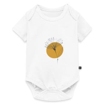 Flowers drawing mustard-colored circle - Baby Premium short-sleeve bodysuit - white - Front