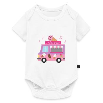 Camion de crème glacée rose - Body à manches courtes Premium Bébé - blanc - Devant