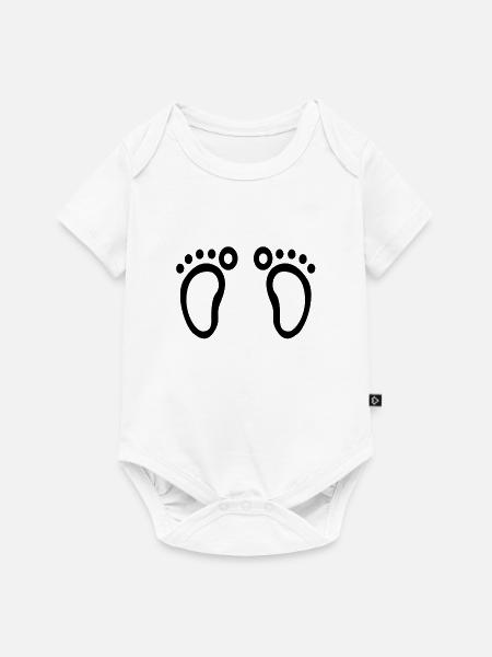 Fußabdrücke - Baby Premium Kurzarmbody - Weiß