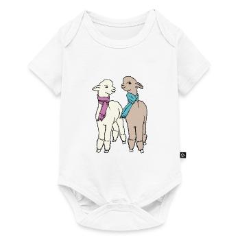 2 alpagas avec foulard - Body à manches courtes Premium Bébé - blanc - Devant