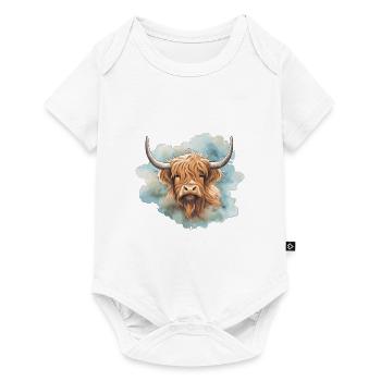 Highland Cow Portrait Aquarelle - Body à manches courtes Premium Bébé - blanc - Devant