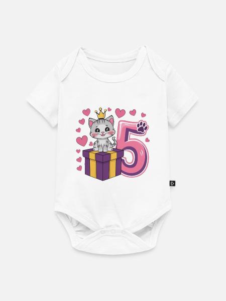 Cute Cat - 5th Birthday - 5 Years - Baby Premium short-sleeve bodysuit - white
