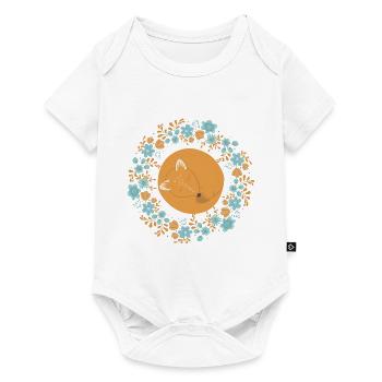 Sleeping fox in a wreath of flowers for nature lovers - Baby Premium short-sleeve bodysuit - white - Front