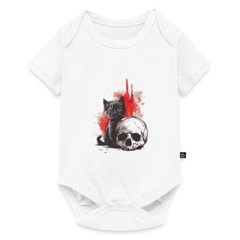 Cute Emo Gothic Kitten and Skull - Baby Premium short-sleeve bodysuit - white - Front