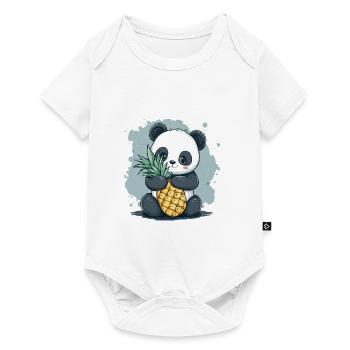 Panda et ananas - Body à manches courtes Premium Bébé - blanc - Devant