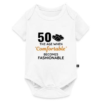 50e anniversaire pantoufles confortables à la mode - Body à manches courtes Premium Bébé - blanc - Devant