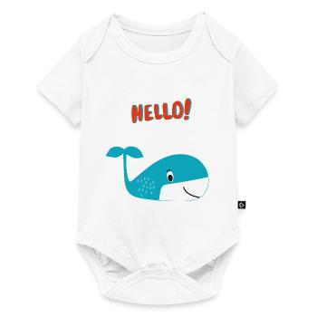 Happy Whale Says Hello - Gift Idea - Baby Premium short-sleeve bodysuit - white - Front