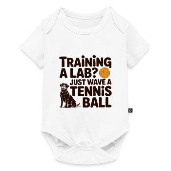 Labrador entraînement balle de tennis chien drôle - Body à manches courtes Premium Bébé - blanc - Devant