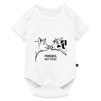 Friends, Not Food – Cow and Pig Motif - Baby Premium short-sleeve bodysuit - white - Front