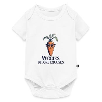 Veggies Before Excuses – Funny Carrot - Baby Premium short-sleeve bodysuit - white - Front