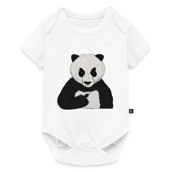 Ours panda grincheux avec un majeur - Body à manches courtes Premium Bébé - blanc - Devant